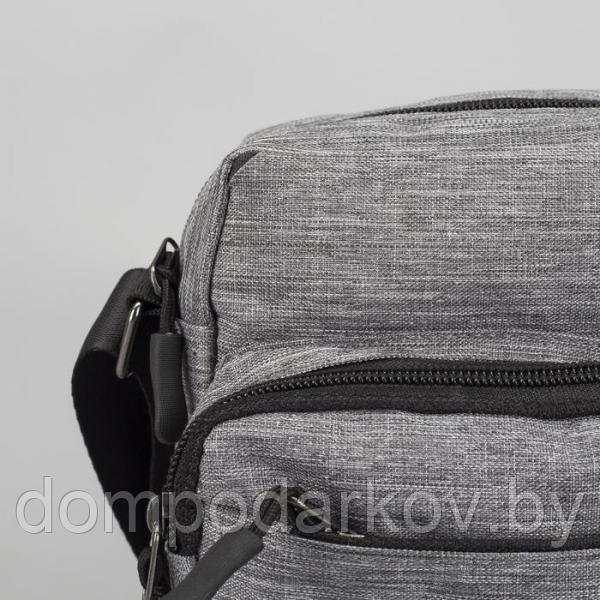 Сумка мужская, отдел на молнии, 2 наружных кармана, регулируемый ремень, цвет серый - фото 4 - id-p99611008
