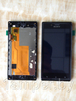 Дисплей Original для Sony Xperia J ST26i В сборе с тачскрином и рамкой