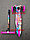 Самокат Mini Print граффити РОЗОВЫЙ принт трехколесный самокат со светящимися колесами, фото 2