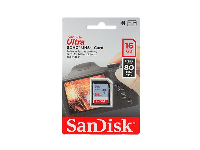 Карта памяти SDHC 16GB SanDisk (Class 10) UHS-I 80x