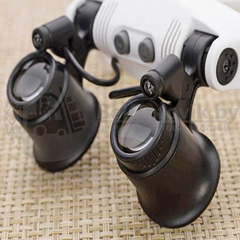Лупа-очки налобная бинокулярная 10x15x20x25x с подсветкой (2 LED) Watch Repair Magnifier Upgraded Version - фото 7 - id-p99644621