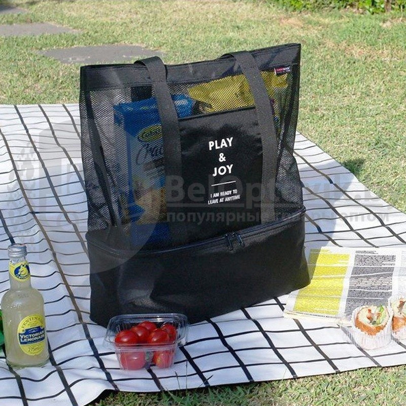 Летняя сумка для пляжа PlayJoy (термосумка) Зелёная - фото 4 - id-p99644624