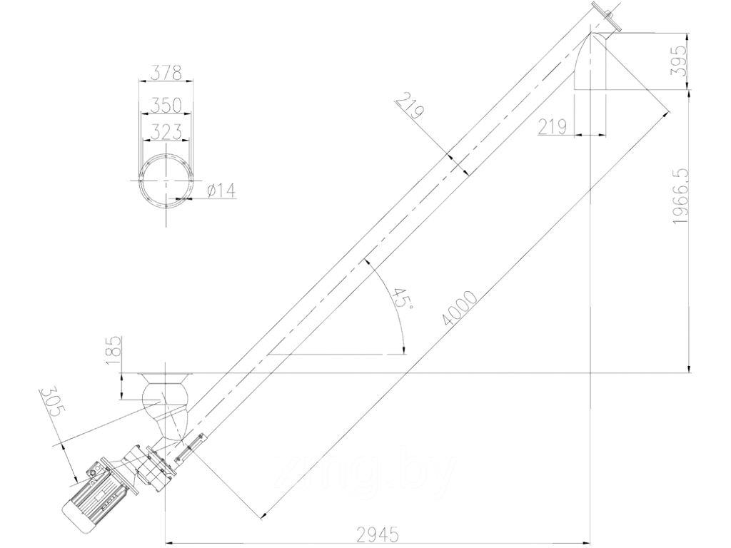 ШНЕКОВЫЙ ПИТАТЕЛЬ 219 ММ ДЛИНА 4000 ММ УГОЛ 45 - фото 2 - id-p99673159