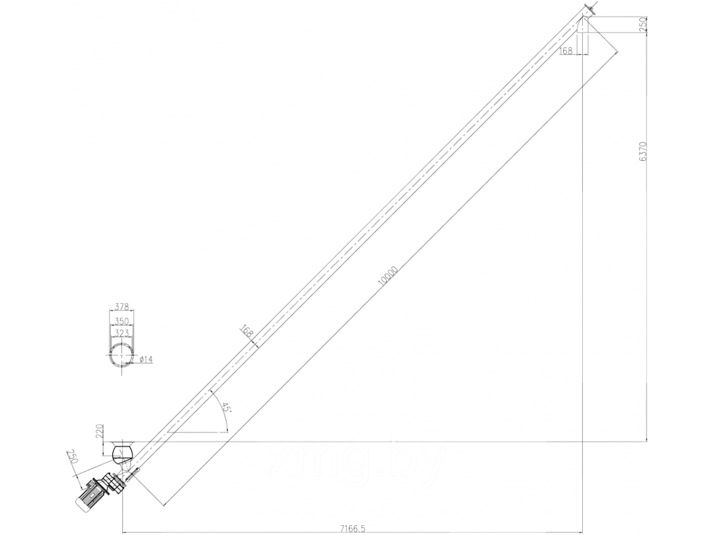 ШНЕКОВЫЙ ПИТАТЕЛЬ 168 ММ ДЛИНА 10000 ММ УГОЛ 45 - фото 4 - id-p99675121