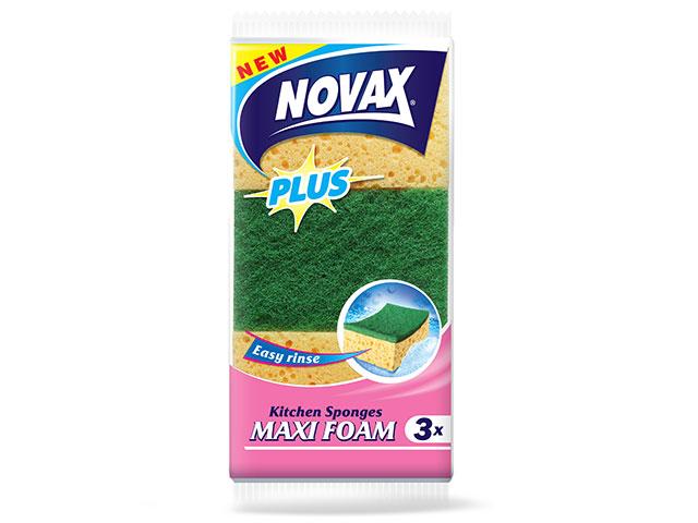 Губки кухонные MAXI FOAM 3шт NV Plus "NOVAX"