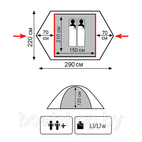 Палатка экспедиционная TRAMP PEAK 2 (V2) - фото 3 - id-p80426715