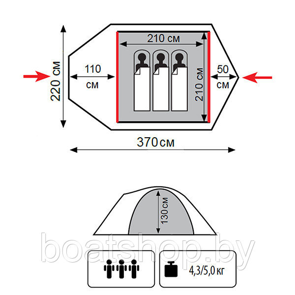 Палатка универсальная TRAMP LAIR 3 (V2) - фото 3 - id-p80427980