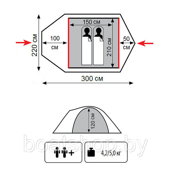 Палатка универсальная TRAMP SPACE 2 (V2) - фото 2 - id-p80428222