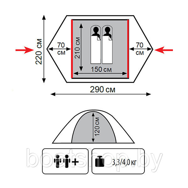 Палатка универсальная TRAMP NISHE 2 (V2) - фото 3 - id-p80519291