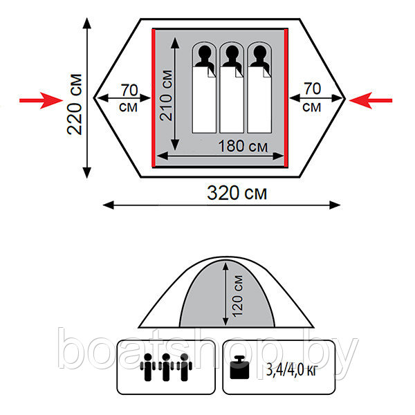 Палатка универсальная TRAMP SCOUT 3 (V2) - фото 3 - id-p80582749
