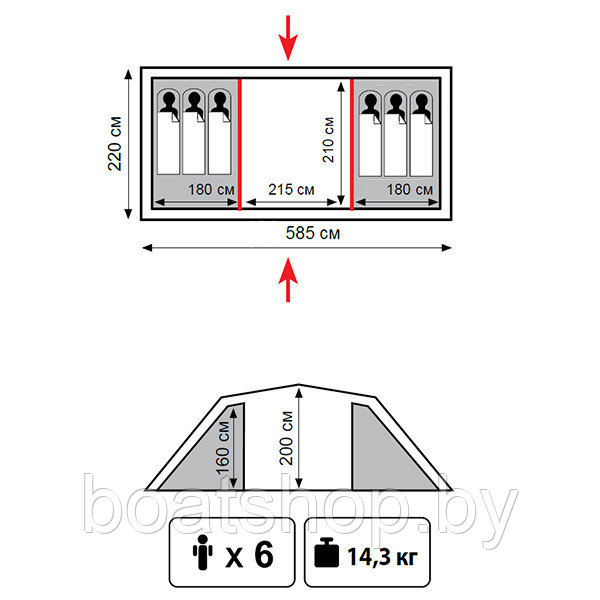 Палатка кемпинговая TRAMP BREST 6 (V2) - фото 2 - id-p82408308