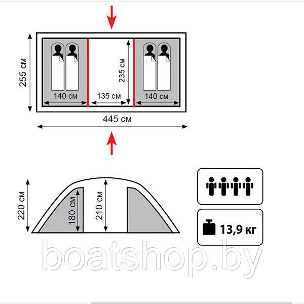 Палатка кемпинговая TRAMP EAGLE 4 (V2) - фото 2 - id-p82436557