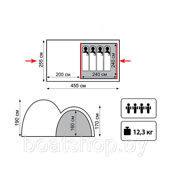 Палатка кемпинговая TRAMP SPHINX 4 (V2) - фото 2 - id-p82501561
