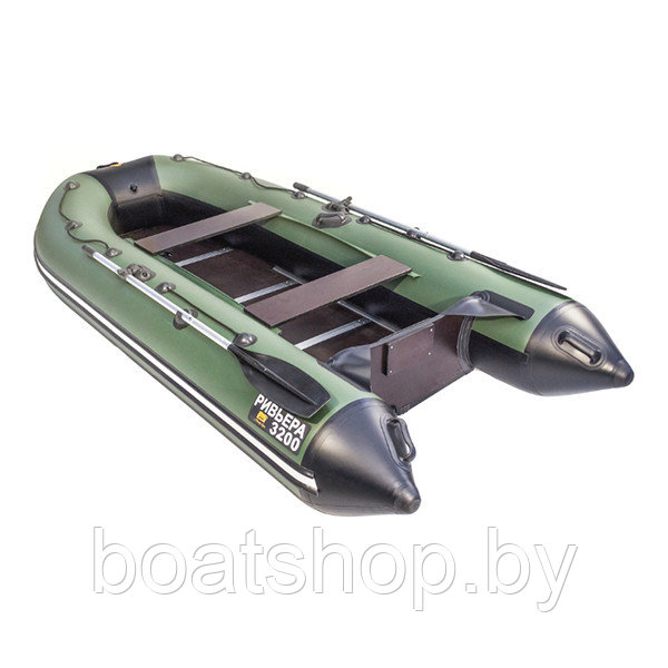 Надувная моторно-килевая лодка Ривьера Компакт 3200 СК "Касатка" зеленый/черный - фото 2 - id-p94306205
