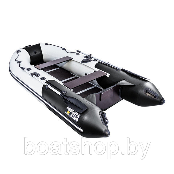 Надувная моторно-килевая лодка Ривьера Компакт 3200 СК "Комби" светло-серый/черный - фото 2 - id-p94306215