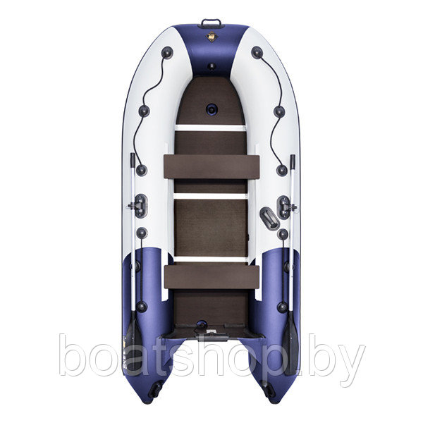 Надувная моторно-килевая лодка Ривьера Компакт 3200 СК "Комби" светло-серый/синий
