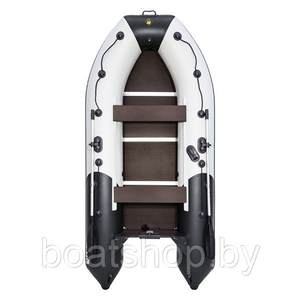 Надувная моторно-килевая лодка Ривьера Компакт 3400 СК "Комби" светло-серый/черный
