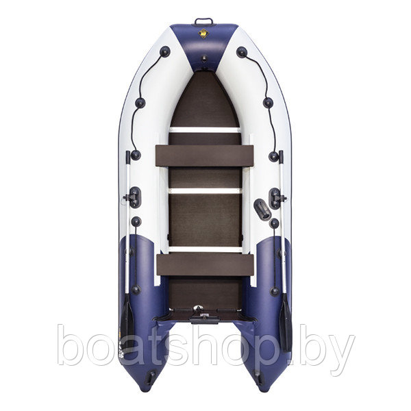 Надувная моторно-килевая лодка Ривьера Компакт 3400 СК "Комби" светло-серый/синий