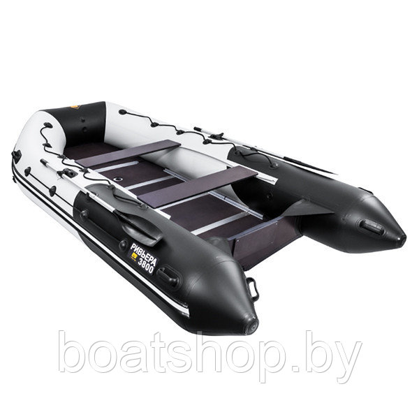 Надувная моторно-килевая лодка Ривьера Максима 3800 СК "Комби" светло-серый/черный - фото 2 - id-p94333445
