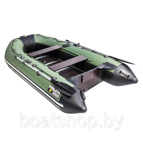 Надувная моторно-килевая лодка Ривьера Компакт 2900 СК "Касатка" зеленый/черный - фото 2 - id-p94707328