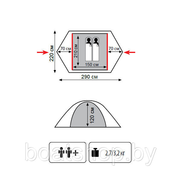 Палатка универсальная TRAMP Lite TOURIST 2 - фото 2 - id-p99086768