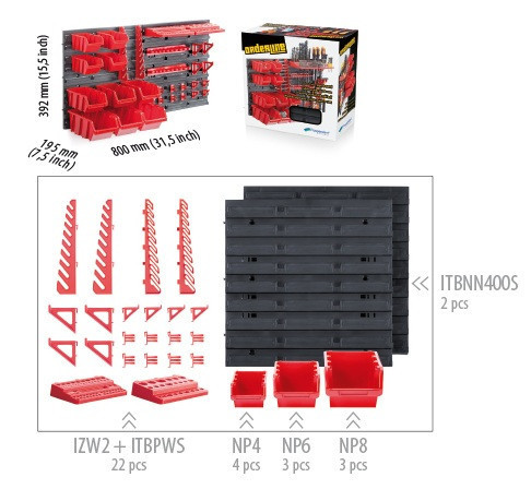 Органайзер для инструмента настенный ORDERLINE NP4, красный - фото 2 - id-p99720802