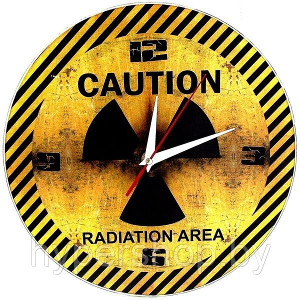 Часы настенные Caution (Radiation Area) стеклянные