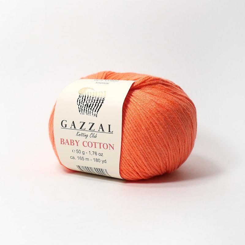 Пряжа Gazzal Baby Cotton цвет 3459 оранжевый неон - фото 1 - id-p99789351