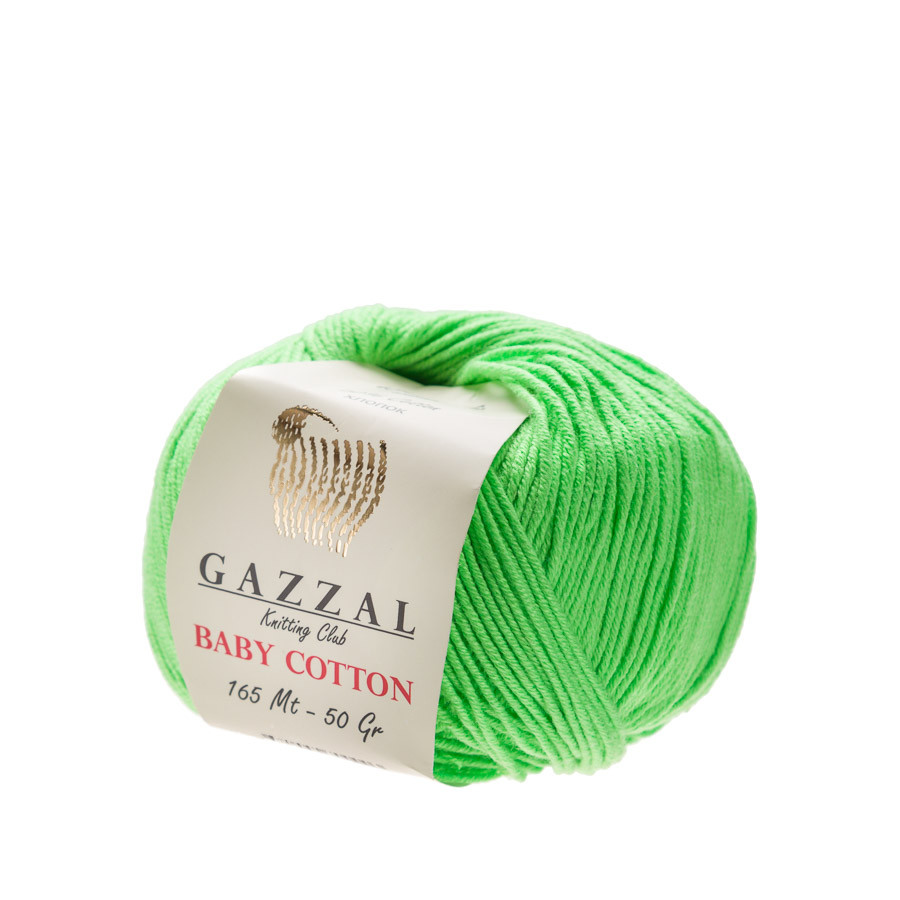 Пряжа Gazzal Baby Cotton цвет 3466 салатовый - фото 1 - id-p99793319