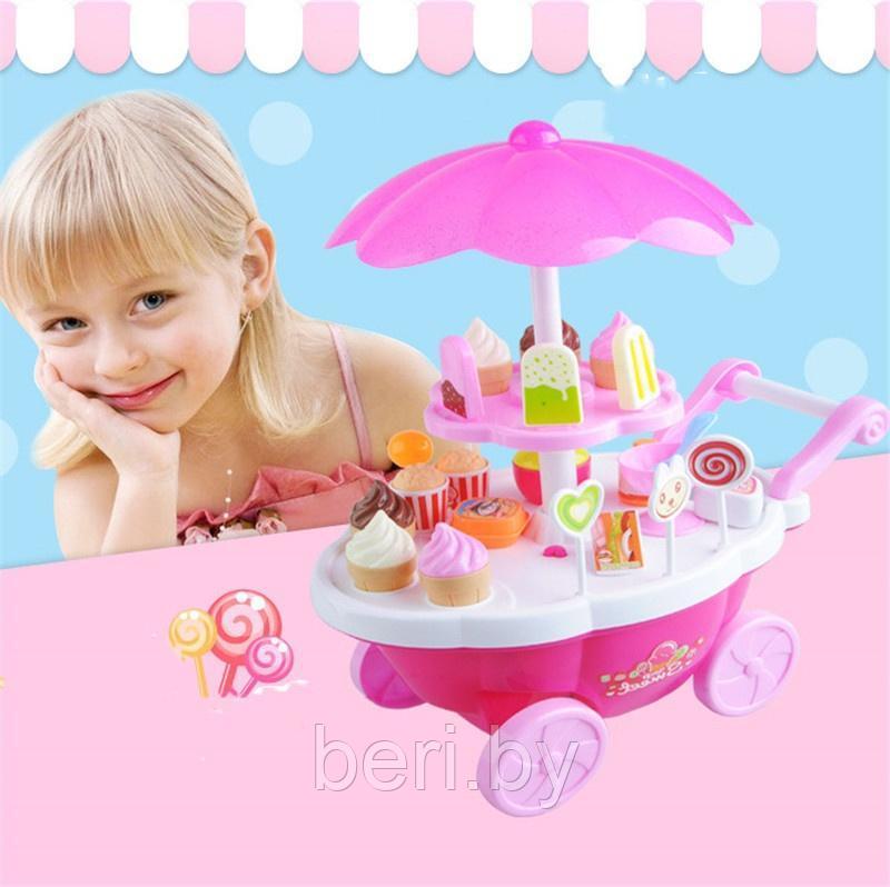 668-25 Игровой набор Магазин сладостей свет звук 39 предметов цвет розовый - фото 3 - id-p99795619