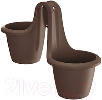 Горшок пластиковый Flower pot RESPANA TWINS коричневый