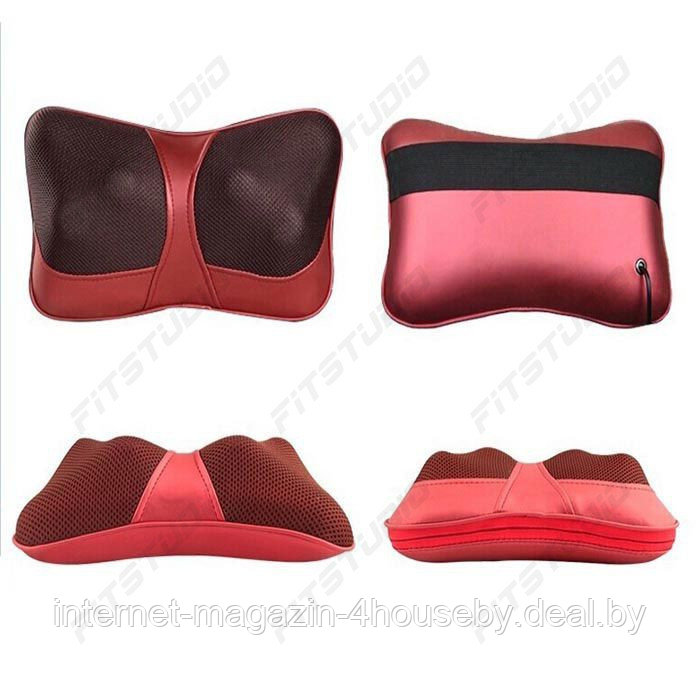 Массажная роликовая подушка с ИК-прогревом Massager Pillow FITSTUDIO (2 режима, красная) - фото 4 - id-p99806768