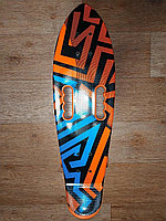Пенниборд скейтборд со светящимися полиуретановыми колесами PU 22" 56см Penny board Оранжевый с голубым и ручками