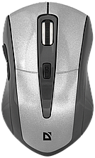 Беспроводная мышь Defender Accura MM-965, 6 кнопок, 1600dpi, питание 2xAAA, серебристая