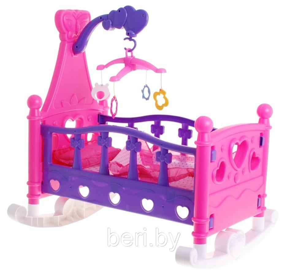 661-03A Кроватка качалка для куклы с музыкальной каруселью - фото 1 - id-p99835238