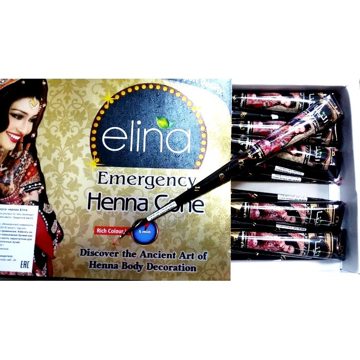 Хна для Мехенди черная Elina Henna Paste, в конусе 40г – паста для росписи тела