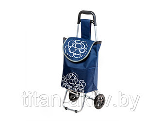 Сумка-тележка хозяйственная на колесах 20 кг, синяя, цветок, PERFECTO LINEA