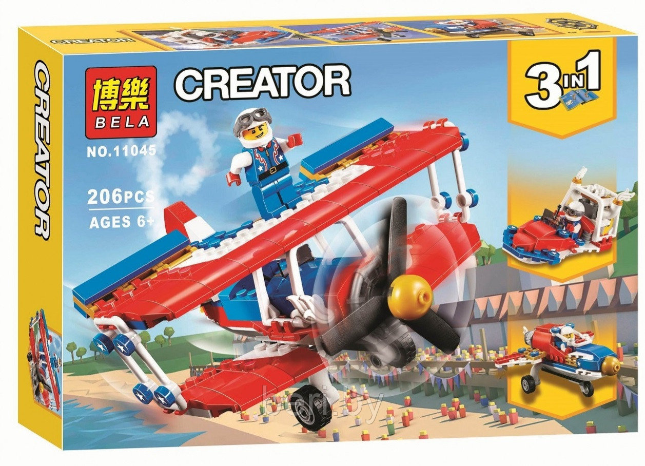 Конструктор BELA Creator 11045 "Самолет для крутых трюков 3 в 1", 206 деталей, аналог LEGO Creator 31076 - фото 1 - id-p99914388