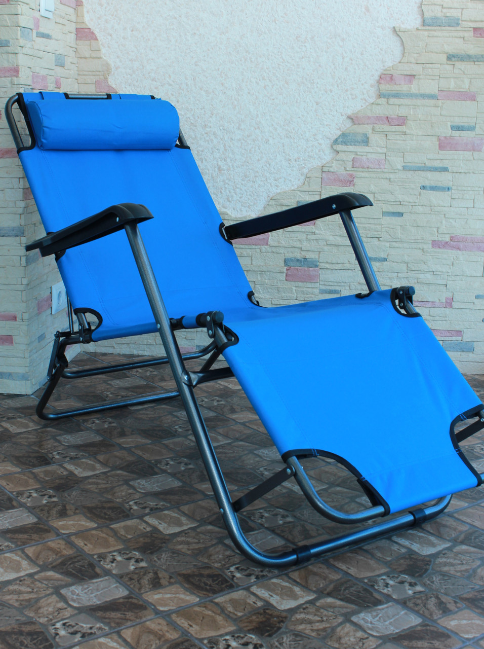 Кресло-шезлонг складной, длина 155 (голубой) - фото 1 - id-p74531281