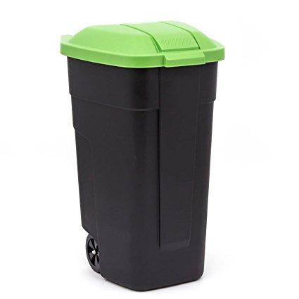 Урна для мусора на колесах REFUSE BIN 110 л, черный/зеленый