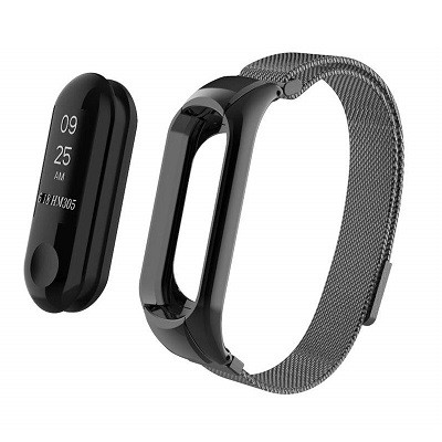 Ремешок Milanese Magnetic черный для Mi Band 3 - фото 2 - id-p99937389