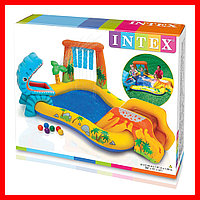 INTEX 57444NP Игровой центр "Динозавр" с горкой, распылителем, шарами (249х191х109 см), интекс