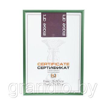 Рамка для диплома (А4) 21х30 зеленая багет 9мм металл - фото 1 - id-p99984391