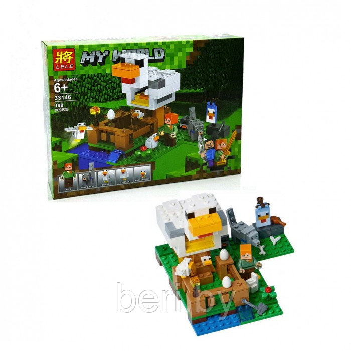 10809 Конструктор Bela Minecraft "Курятник" 204 детали, аналог Lego Майнкрафт21140, фото 1