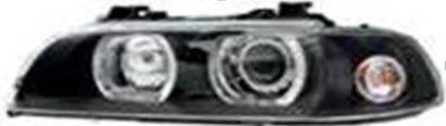 E39 фара(комплект)тюнинг линзованная(ксенон) со светящимся ободком CCFL с мотором с поворотам внутри черная - фото 1 - id-p99978533