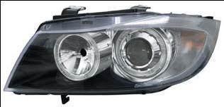 E90 фара левая+правая (комплект) тюнинг линзованная со светящимся ободком внутри черная (DEPO) для BMW E91 - фото 1 - id-p99979189