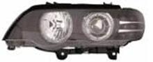 X5 фара(комплект) тюнинг (ксенон) с диодным указателем,светящ ободк,рег.мотор,линзованная внутр черная (DEPO)