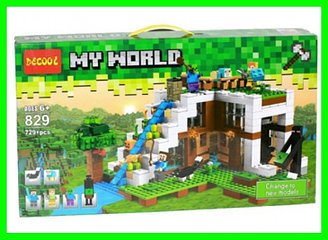 Конструктор My world Лего Майнкрафт База на водопаде