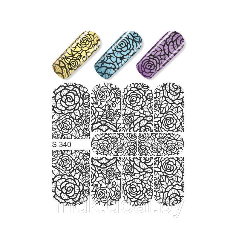 Водные наклейки для ногтей (слайдер-дизайн) S340 черный - фото 1 - id-p99385671