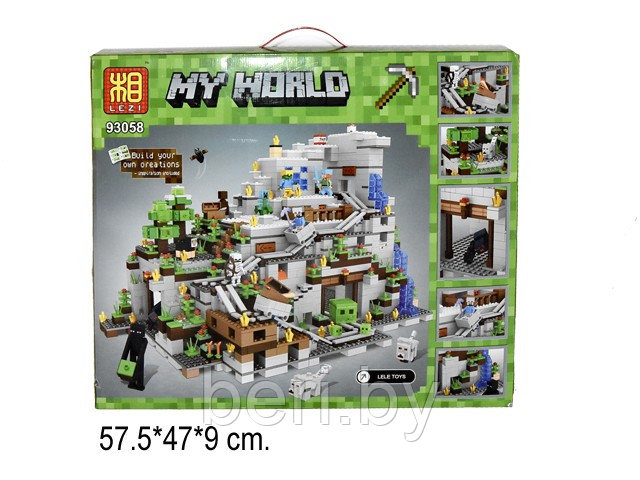 93058 Конструктор Minecraft "Горная пещера" 2018 деталей, аналог Lego Minecraft 21137 - фото 4 - id-p100021378